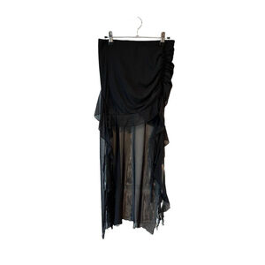 SHEIN ICON Swim Skirt Women's Size S Black Sheer Mesh Ruffled Swim Suit Cover